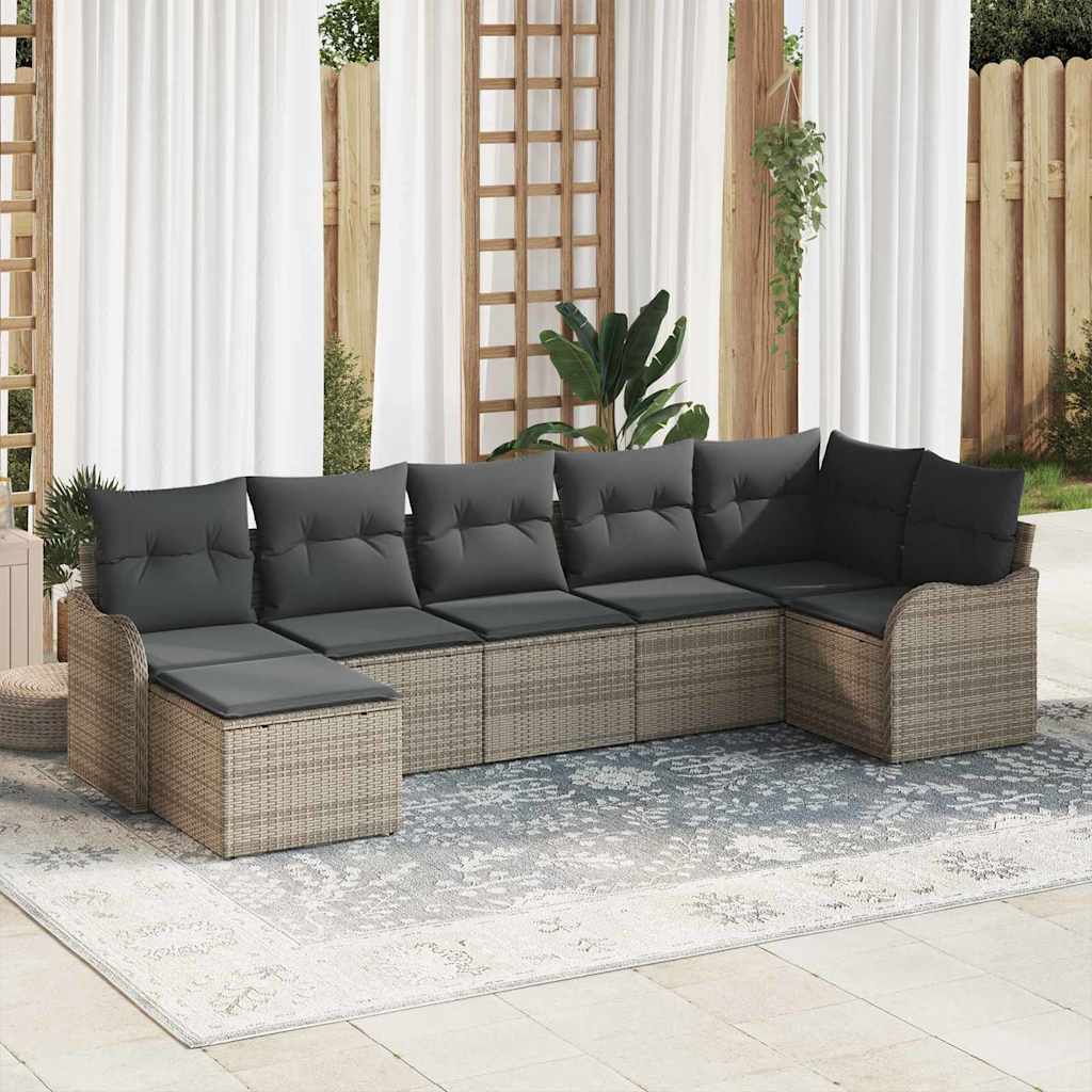 Havesofa Sæt 7 stk. Grå polyrattan