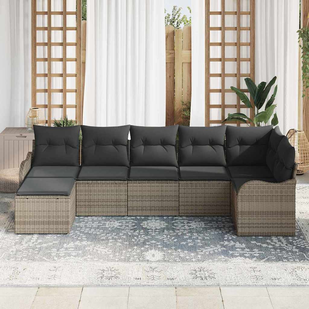 Havesofa Sæt 7 stk. Grå polyrattan
