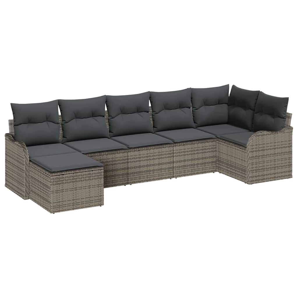 Havesofa Sæt 7 stk. Grå polyrattan