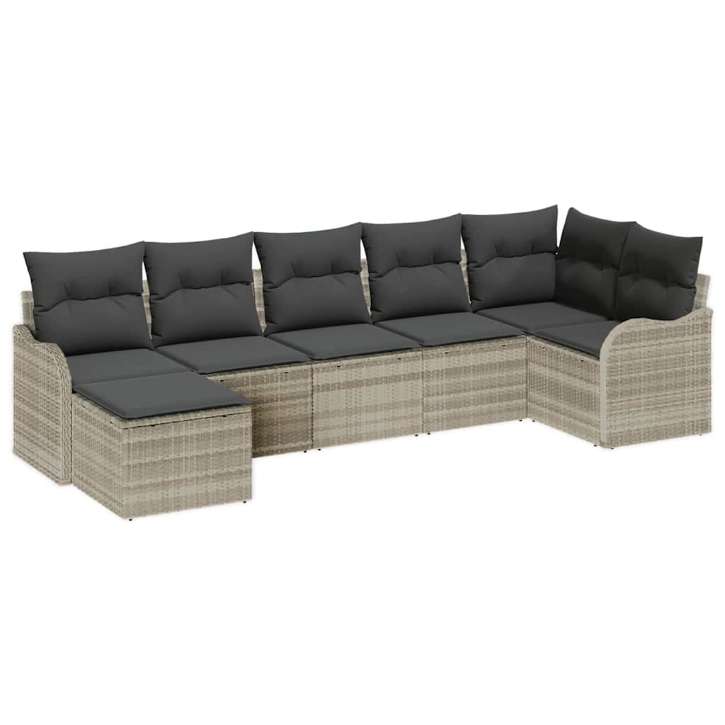 Havesofa Sæt 7 stk. Lysegrå polyrattan