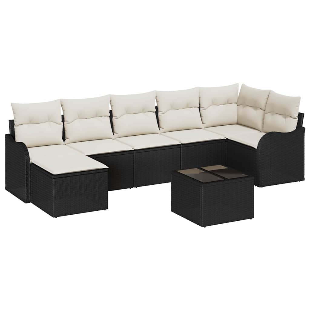 Havesofa Sæt 8 stk. Sort og Hvid polyrattan