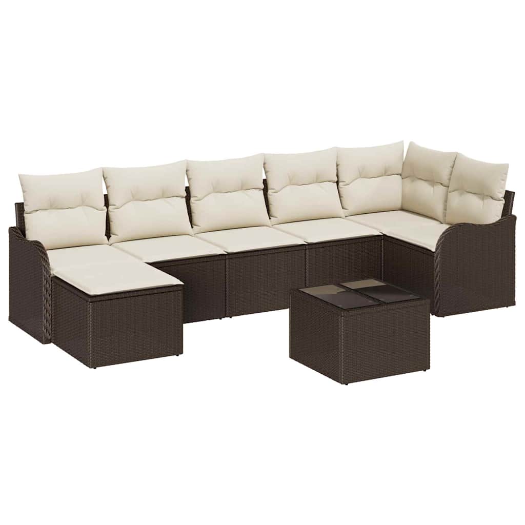 Havesofa Sæt 8 stk. Brun og hvid polyrattan