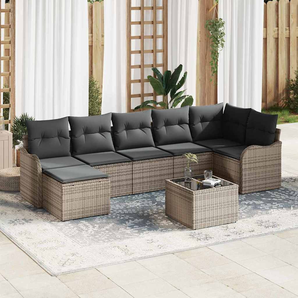 Havesofa Sæt 8 stk. Grå polyrattan