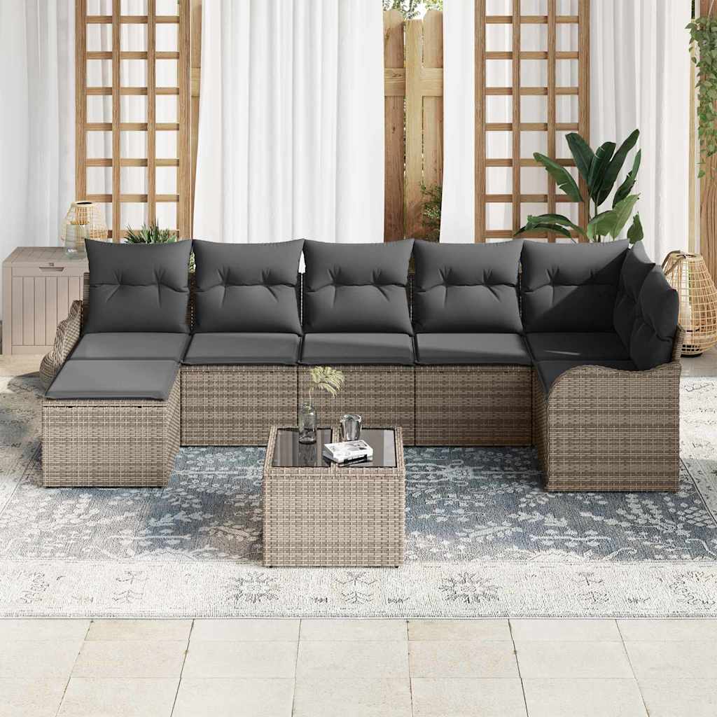 Havesofa Sæt 8 stk. Grå polyrattan
