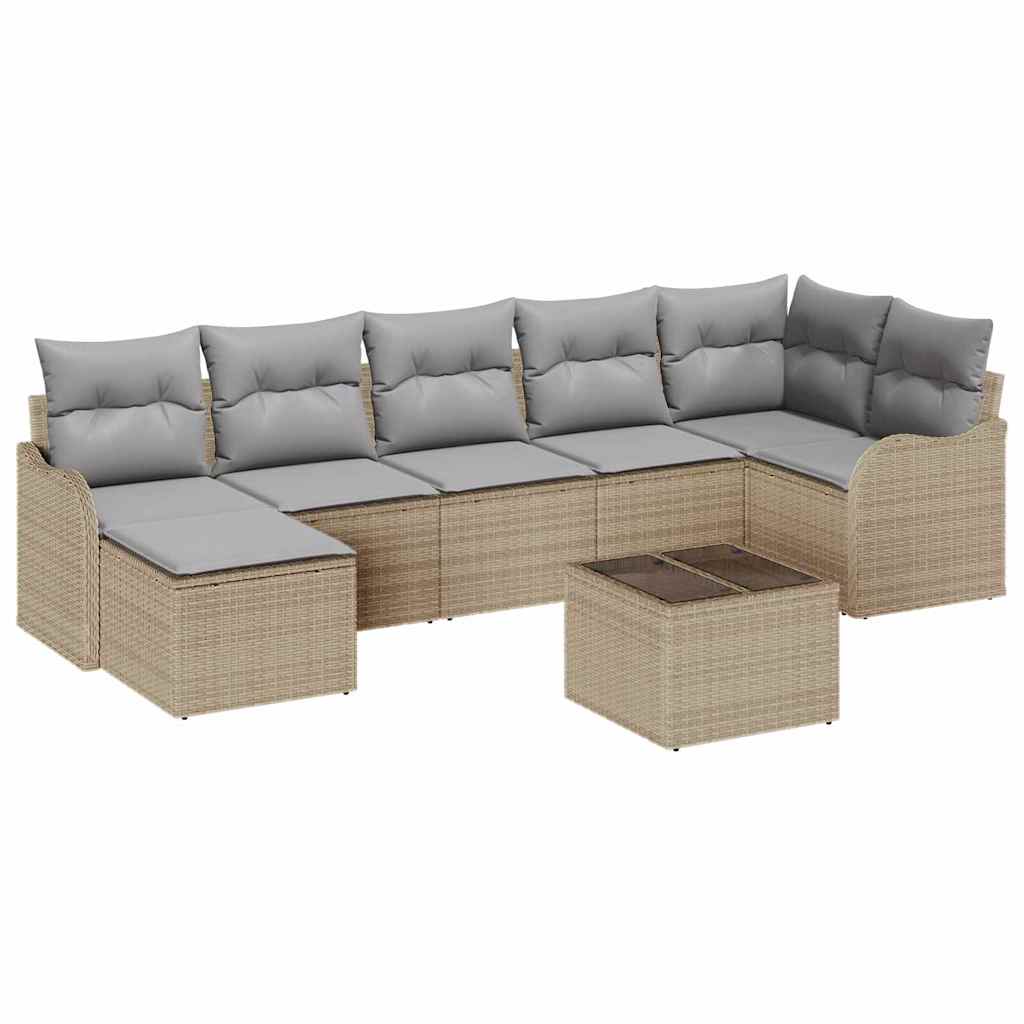 Havesofa Sæt 8 stk. Beige og lys grå polyrattan