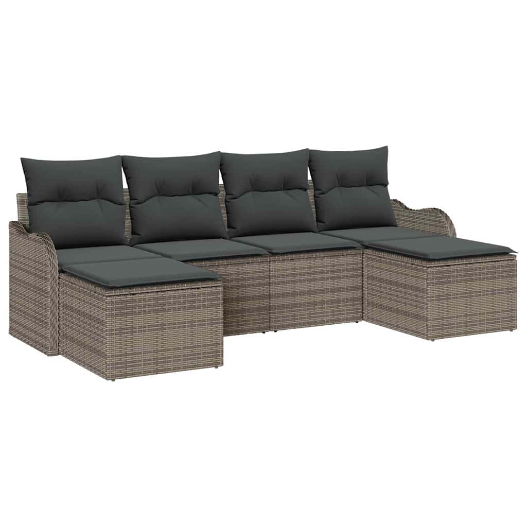 Havesofa Sæt 6 stk. Grå polyrattan