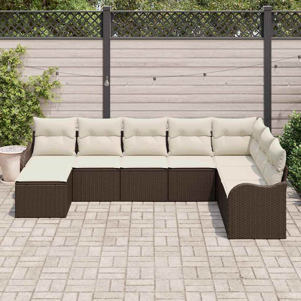 Havesofa Sæt 8 stk. Brun og hvid polyrattan