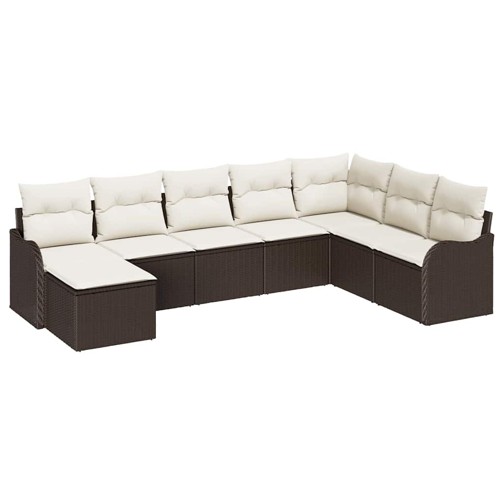 Havesofa Sæt 8 stk. Brun og hvid polyrattan