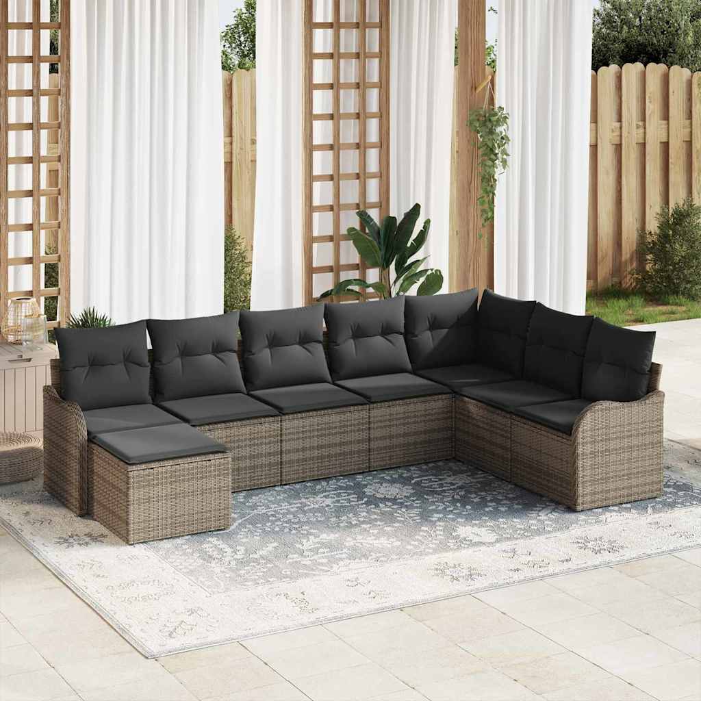 Havesofa Sæt 8 stk. Grå polyrattan