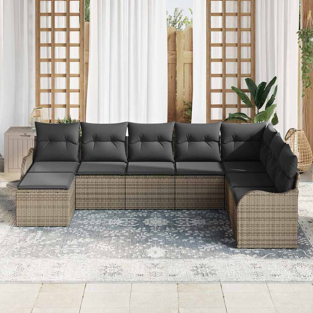 Havesofa Sæt 8 stk. Grå polyrattan