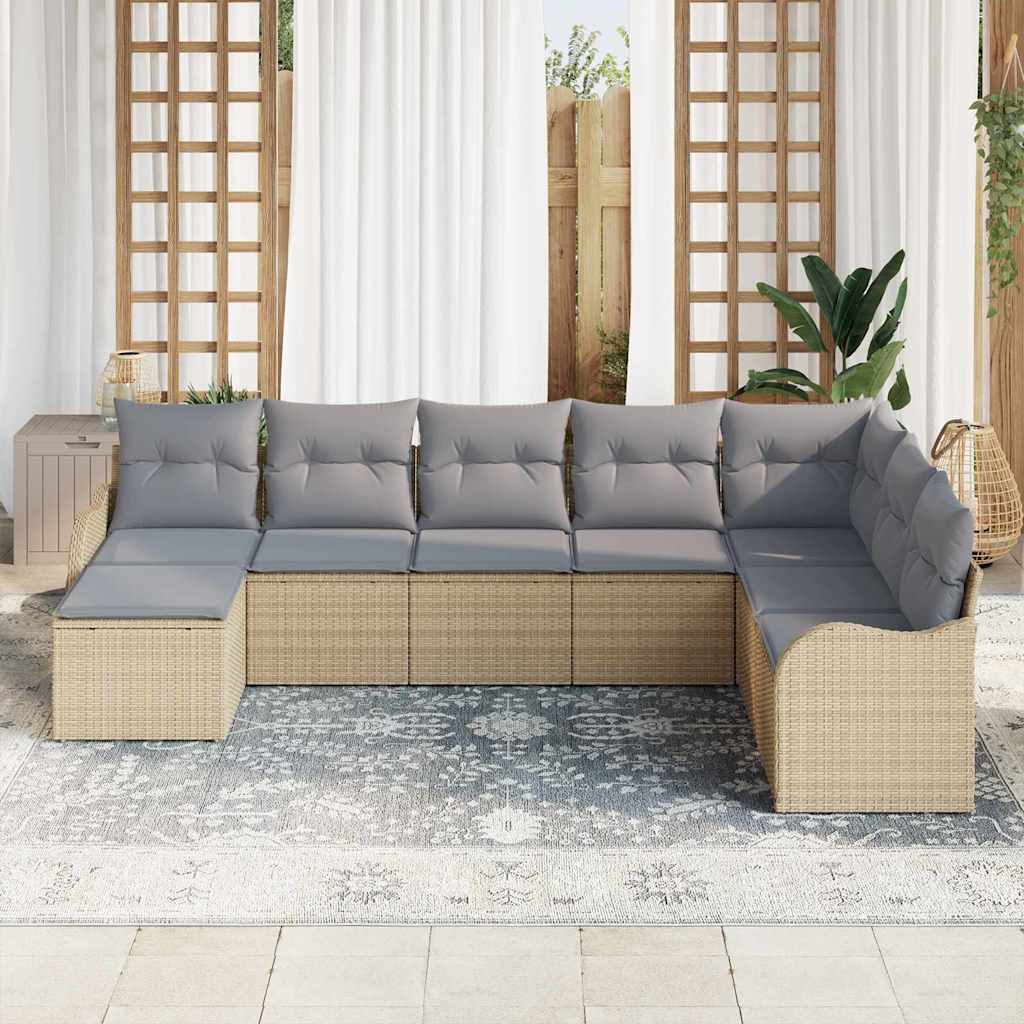 Havesofa Sæt 8 stk. Beige og lys grå polyrattan