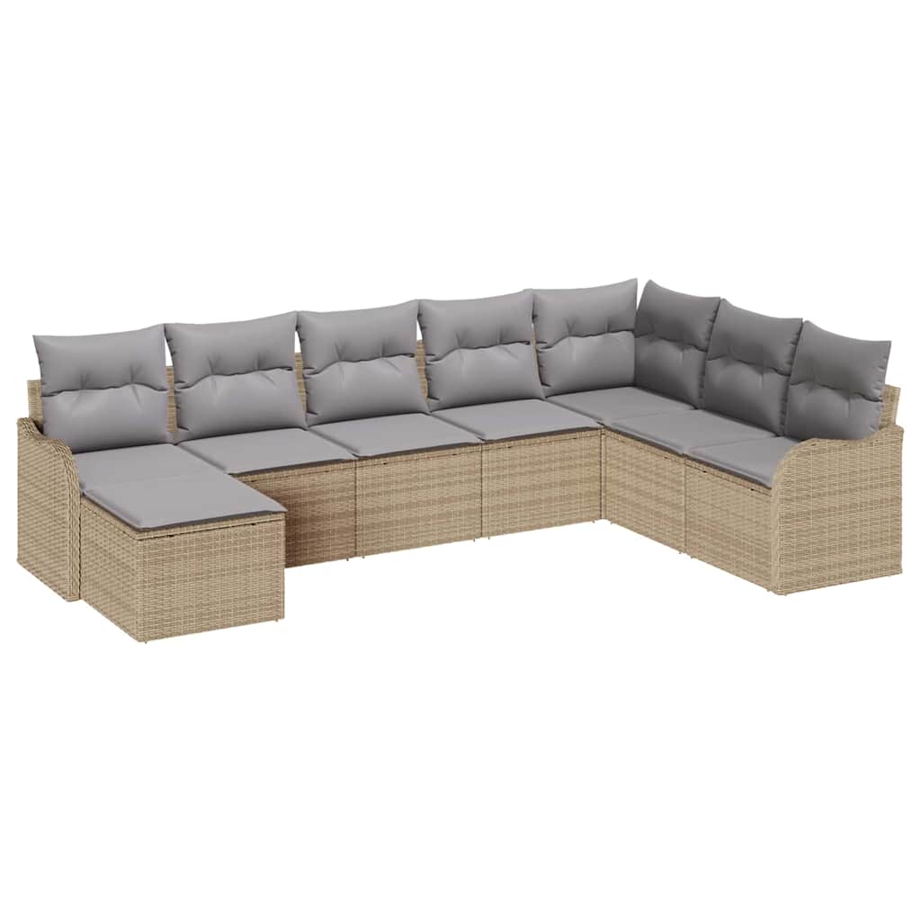 Havesofa Sæt 8 stk. Beige og lys grå polyrattan