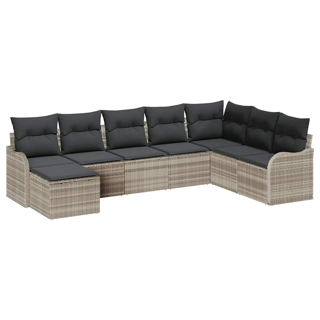 Havesofa Sæt 8 stk. Lysegrå polyrattan