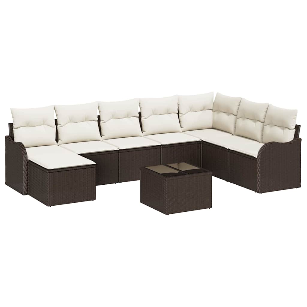 Havesofa Sæt 9 stk. Brun og hvid polyrattan
