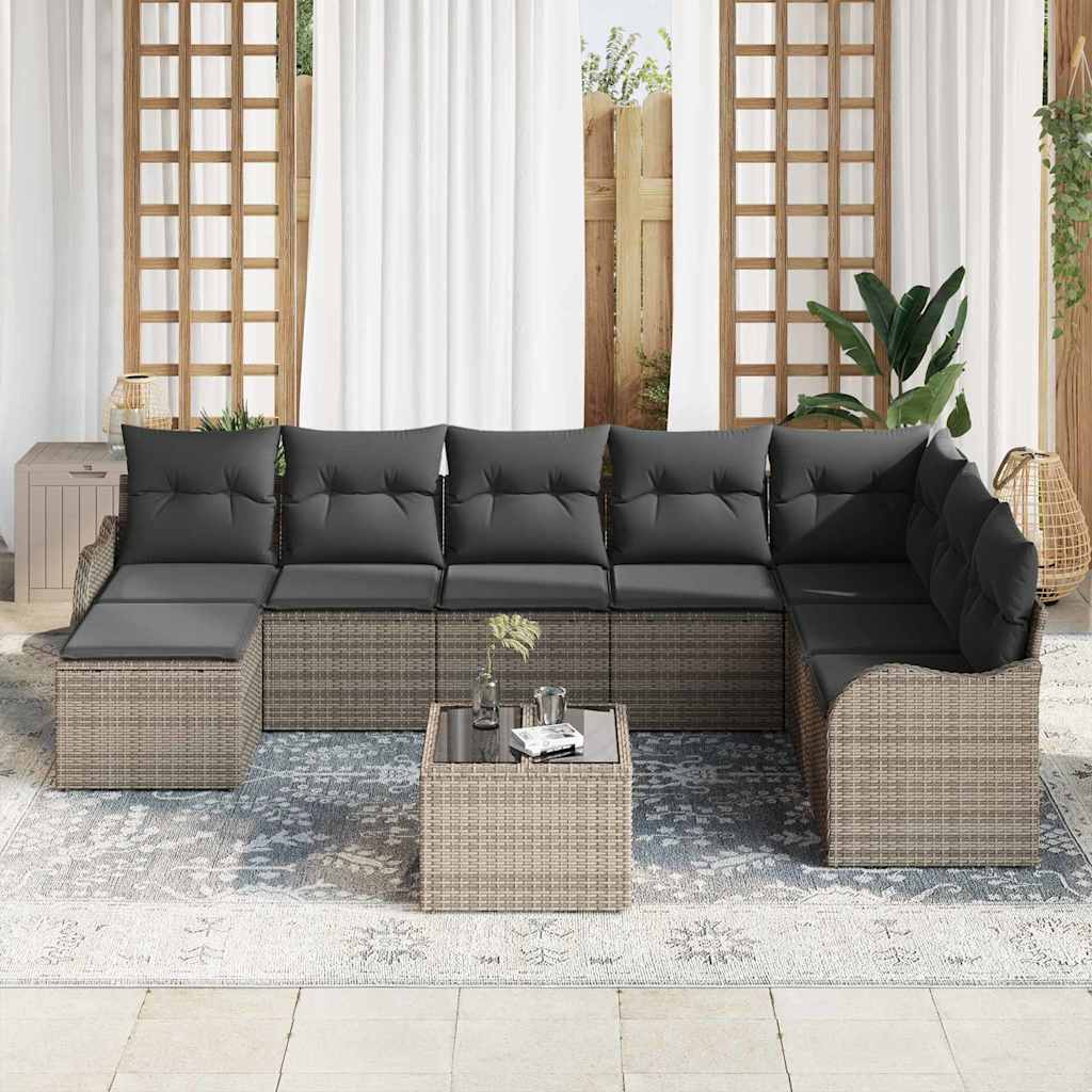 Havesofa Sæt 9 stk. Grå polyrattan