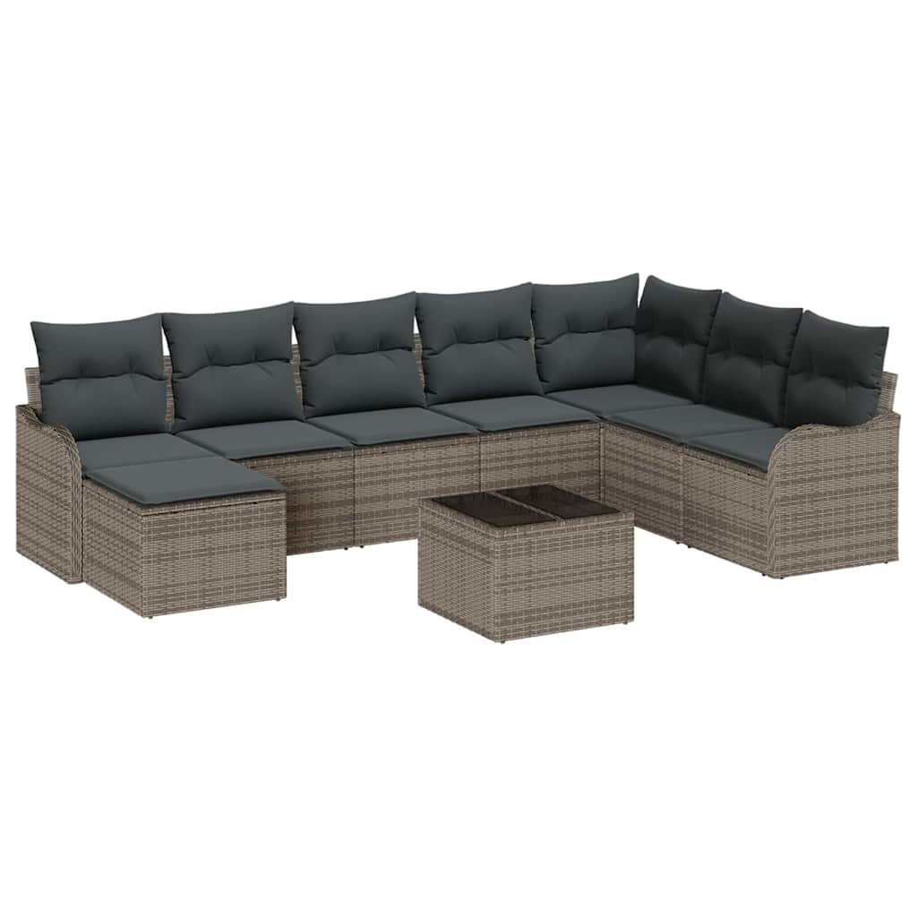 Havesofa Sæt 9 stk. Grå polyrattan