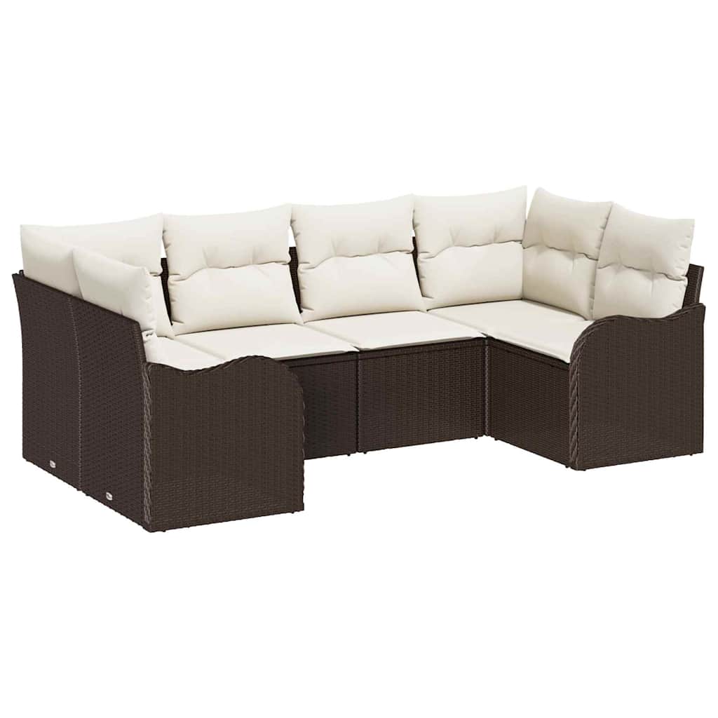 Havesofa Sæt 6 stk. Brun og hvid Poly rattan