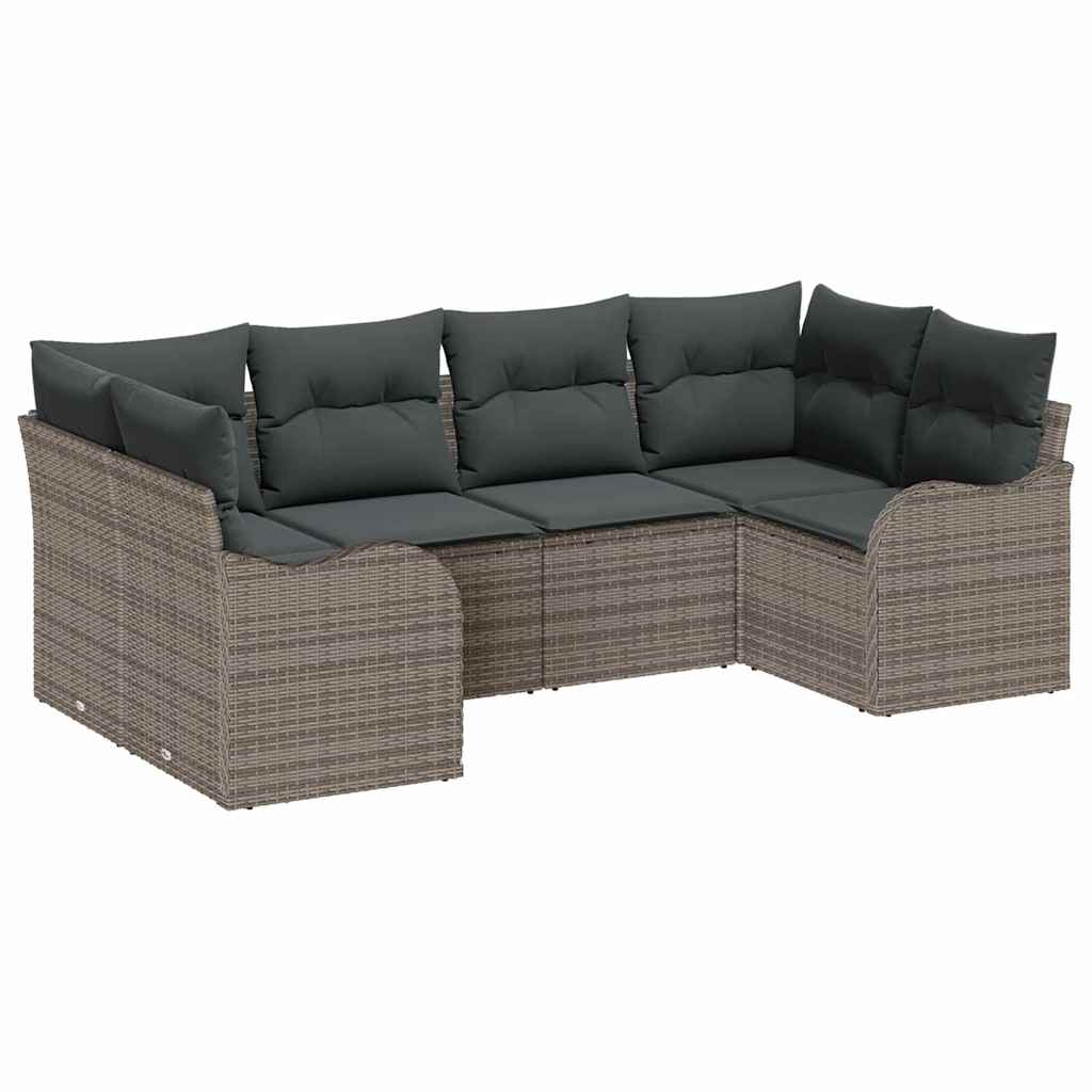 Havesofa Sæt 6 stk. Grå Poly rattan