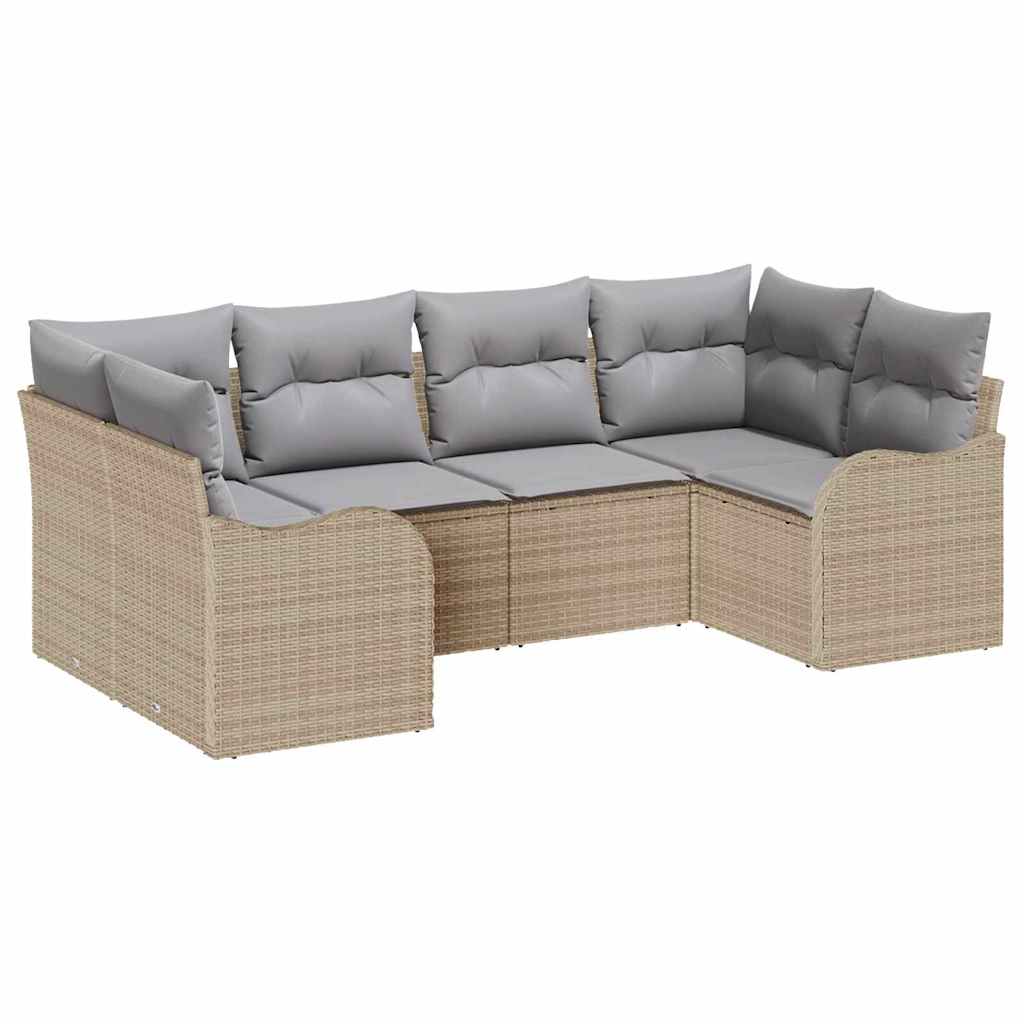 Havesofa Sæt 6 stk. beige og lysegrå Poly rattan