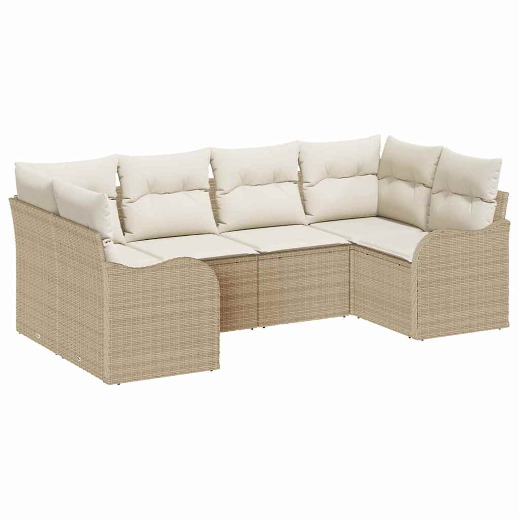 Havesofa Sæt 6 stk. Beige og hvid Poly rattan