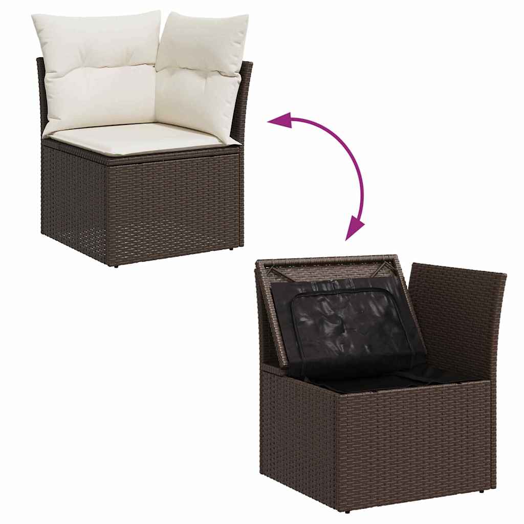 Havesofa Sæt 7 stk. Brun og hvid Poly rattan