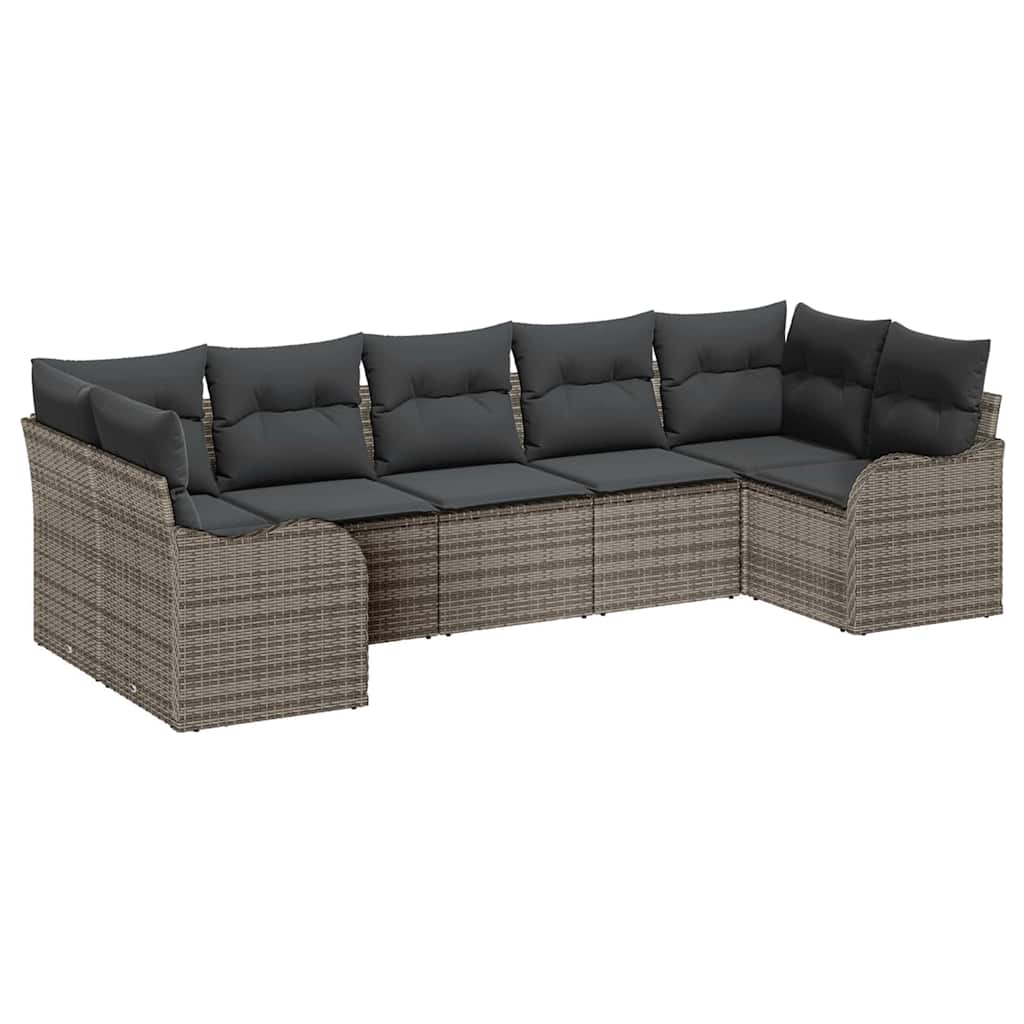 Havesofa Sæt 7 stk. Grå Poly rattan