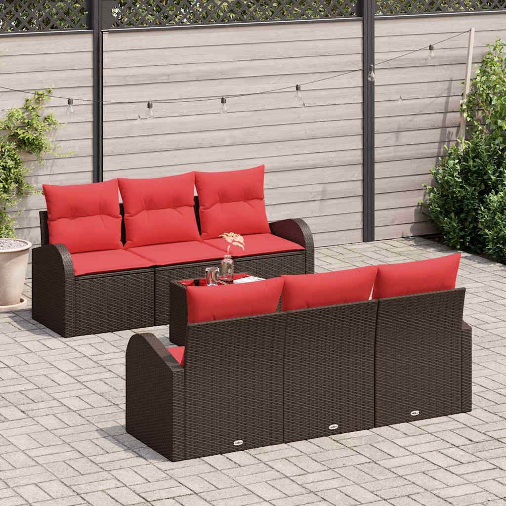 Havesofa Sæt 7 stk. 6-Antal sæder Beige og Rød polyrattan