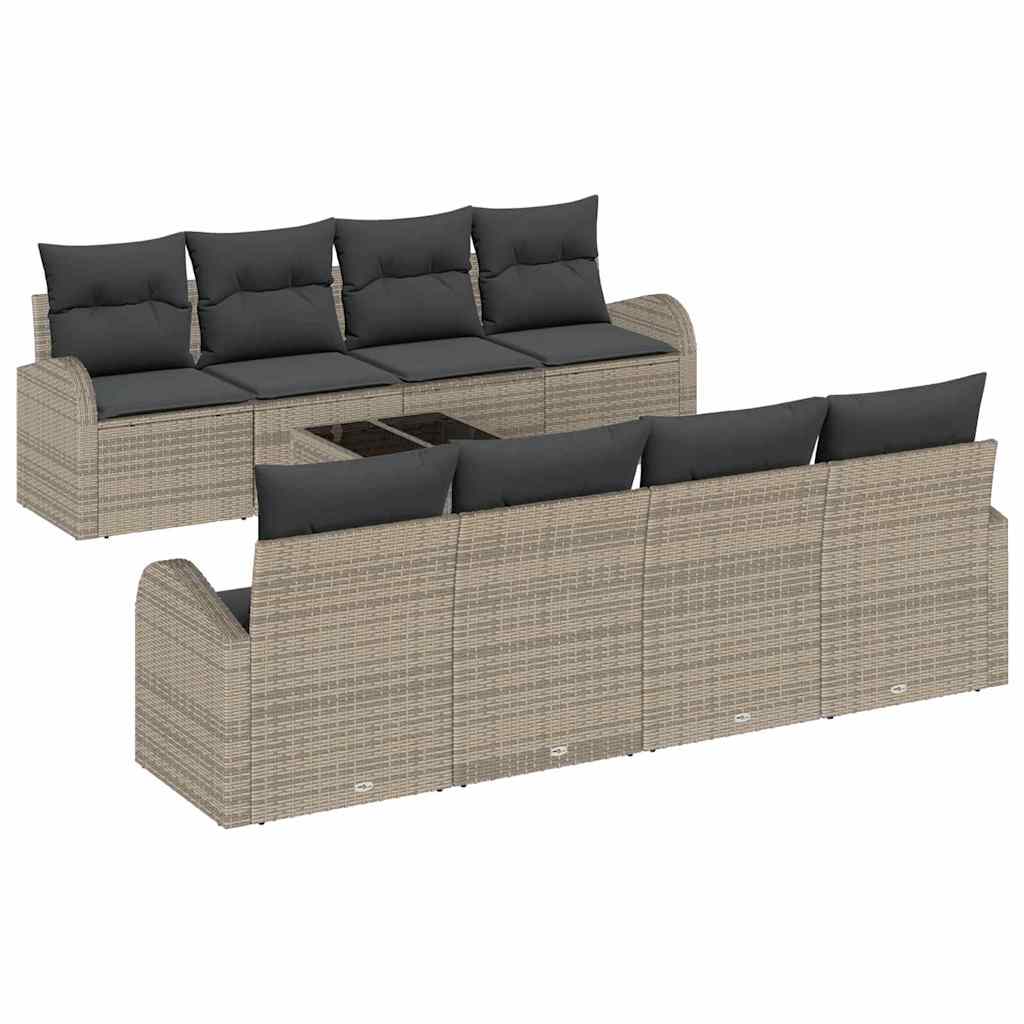 Havesofa Sæt 9 stk. 8-Antal sæder Grå polyrattan
