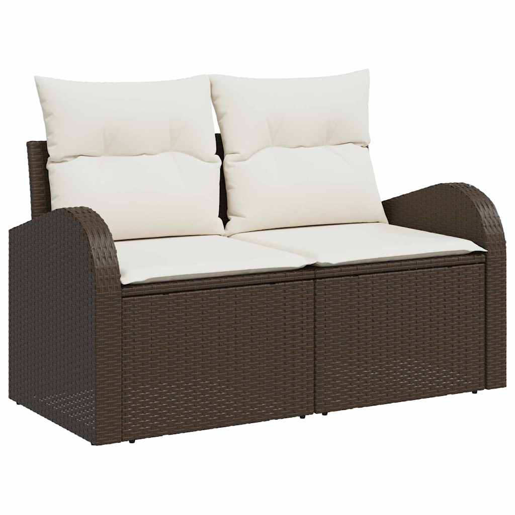 Sofa Sæt 9 stk. 8-Antal sæder Brun og Creme polyrattan