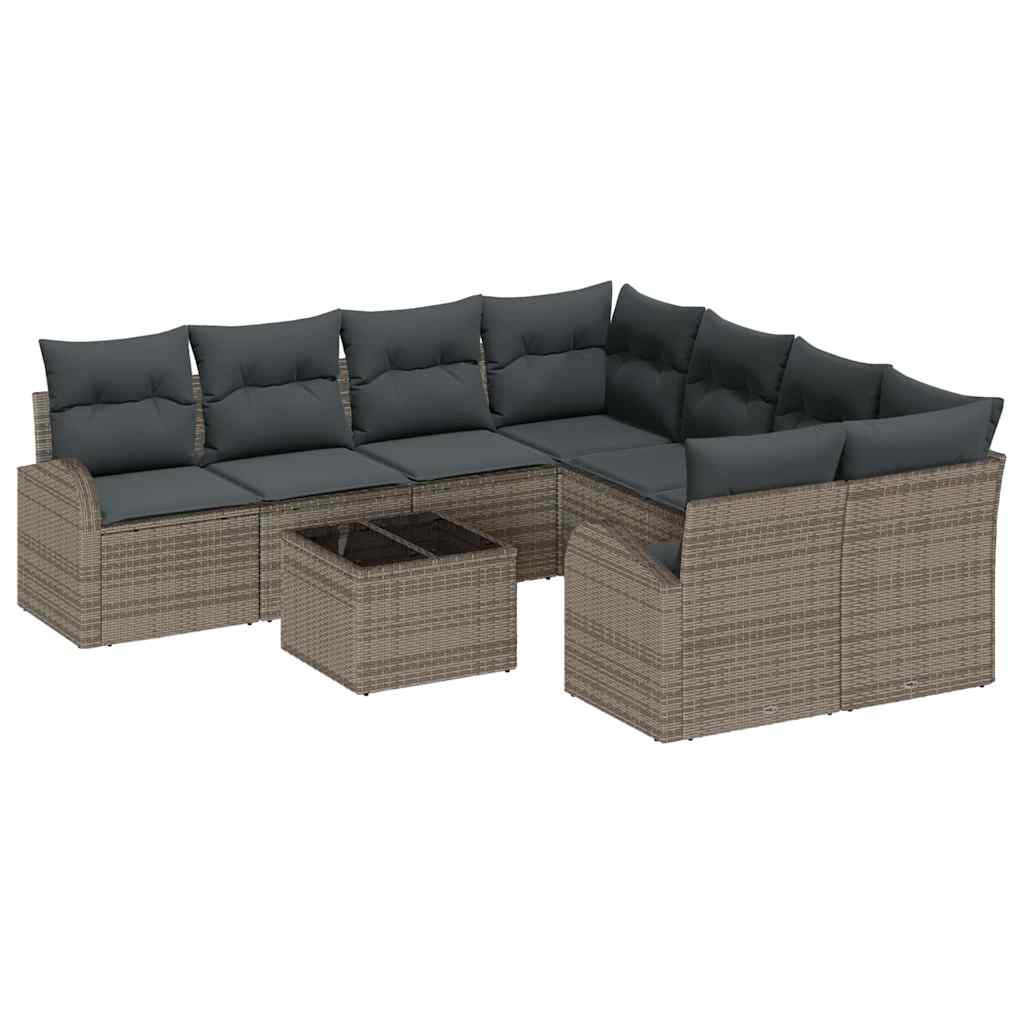 Sofa Sæt 9 stk. 8-Antal sæder Grå polyrattan
