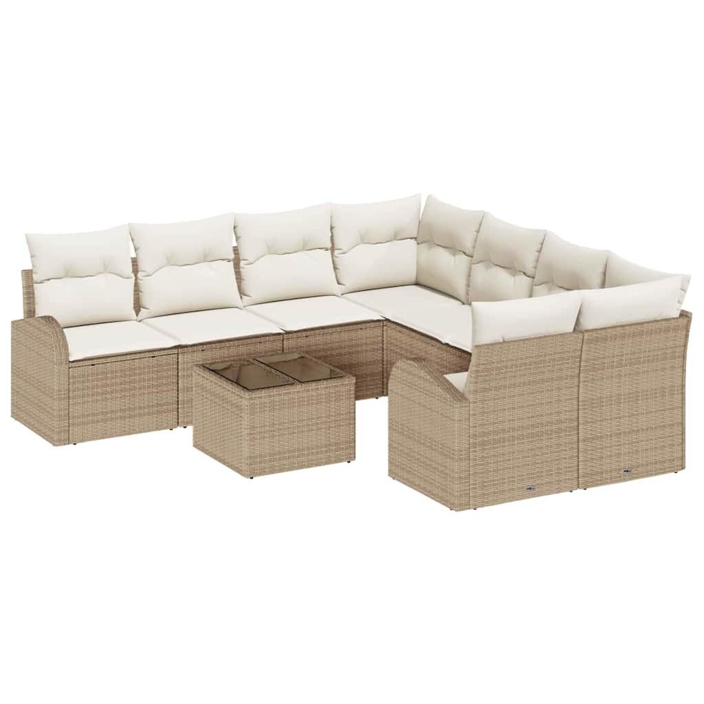 Sofa Sæt 9 stk. 8-Antal sæder Beige og creme polyrattan