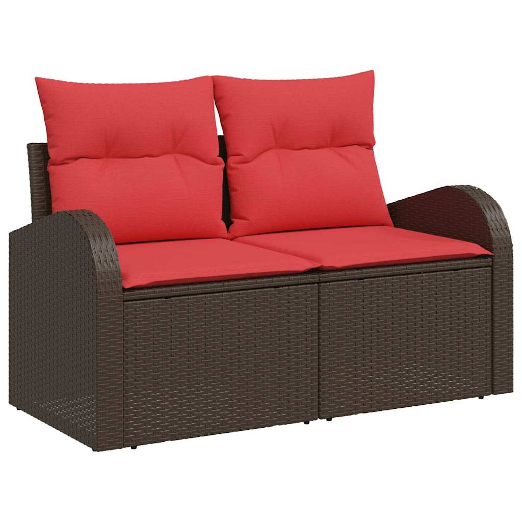 Sofa Sæt 9 stk. 8-Antal sæder Beige og Rød polyrattan