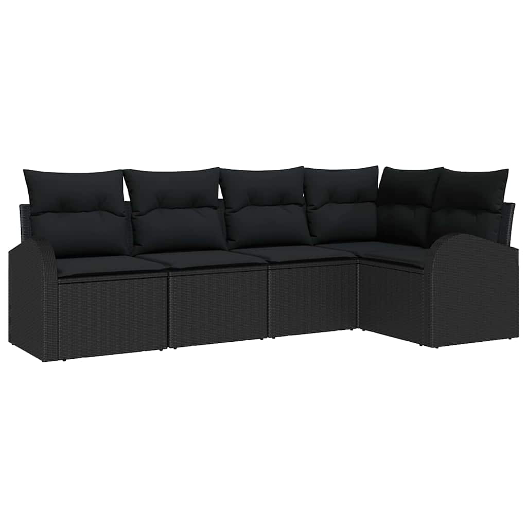 Havesofa Sæt 5 stk. Sort polyrattan
