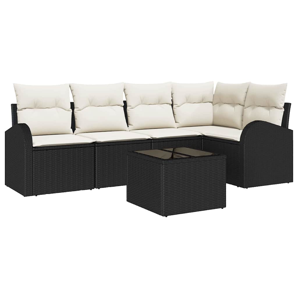 Havesofa Sæt 6 stk. Sort og Hvid polyrattan
