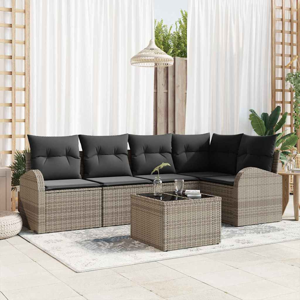 Havesofa Sæt 6 stk. Grå polyrattan