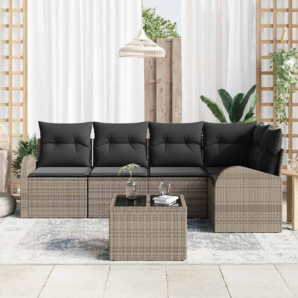 Havesofa Sæt 6 stk. Grå polyrattan