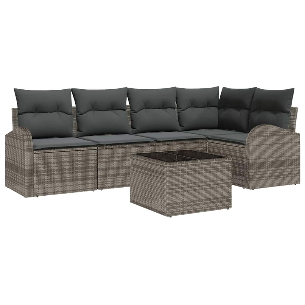 Havesofa Sæt 6 stk. Grå polyrattan