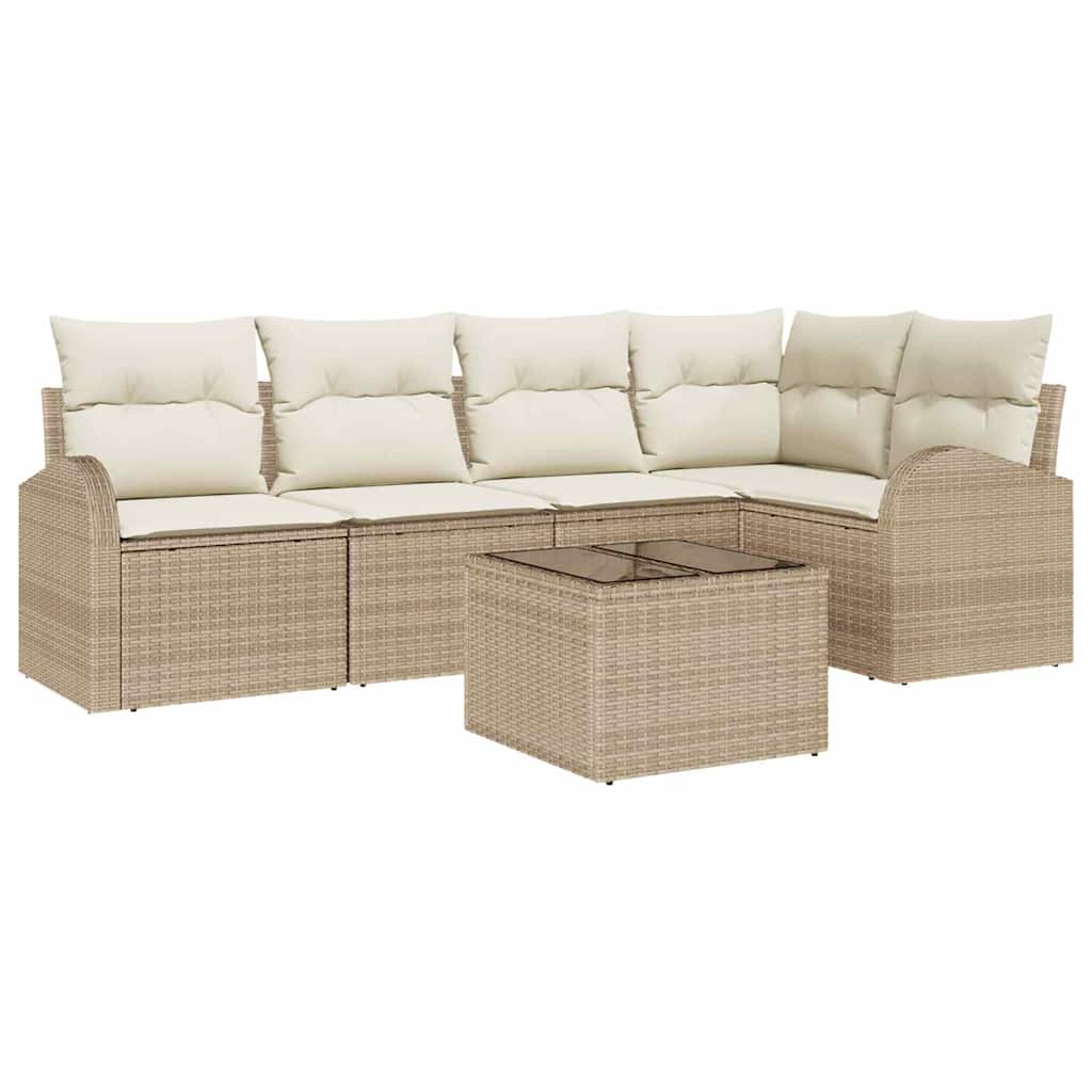 Havesofa Sæt 6 stk. Beige og hvid polyrattan