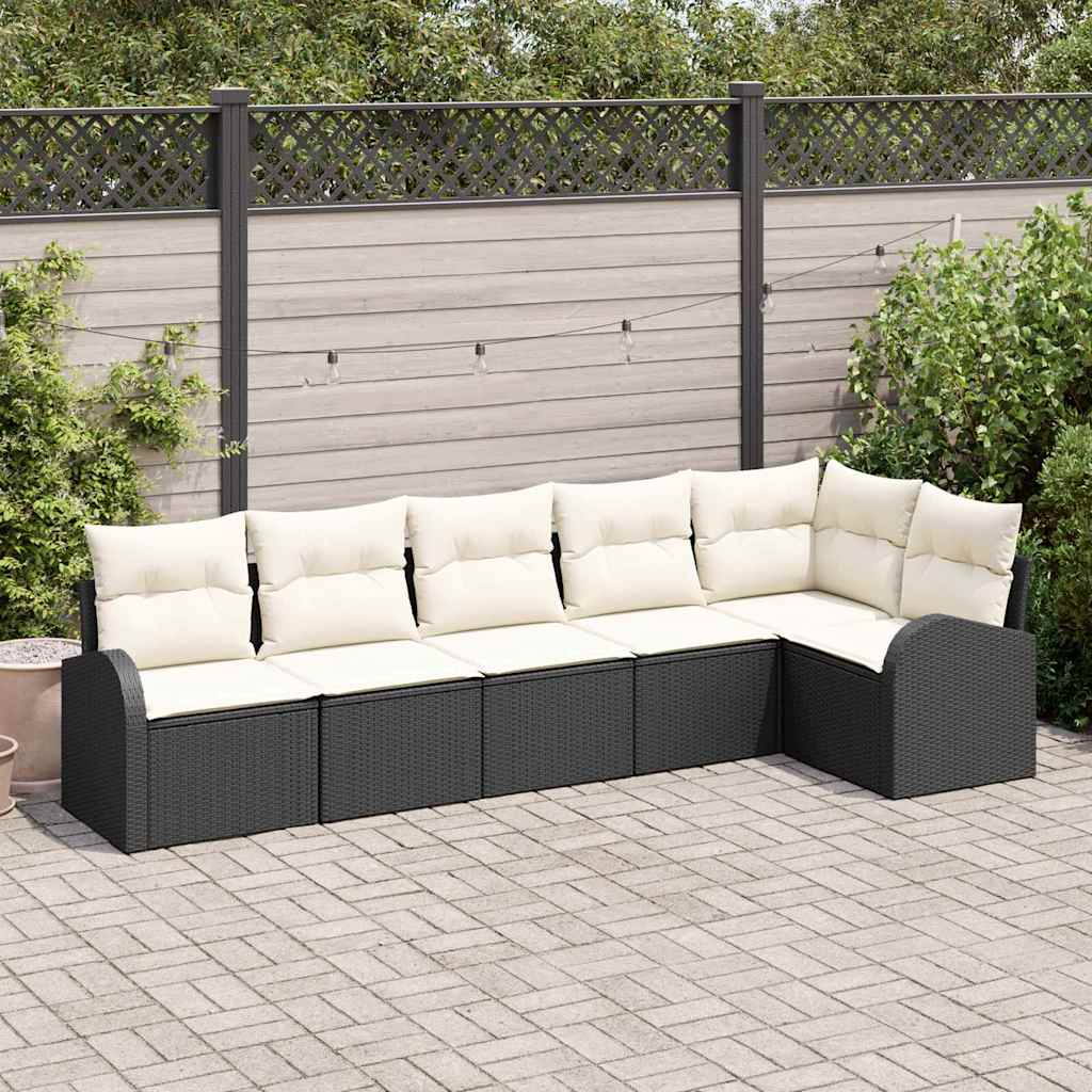 Havesofa Sæt 6 stk. Sort og Hvid polyrattan