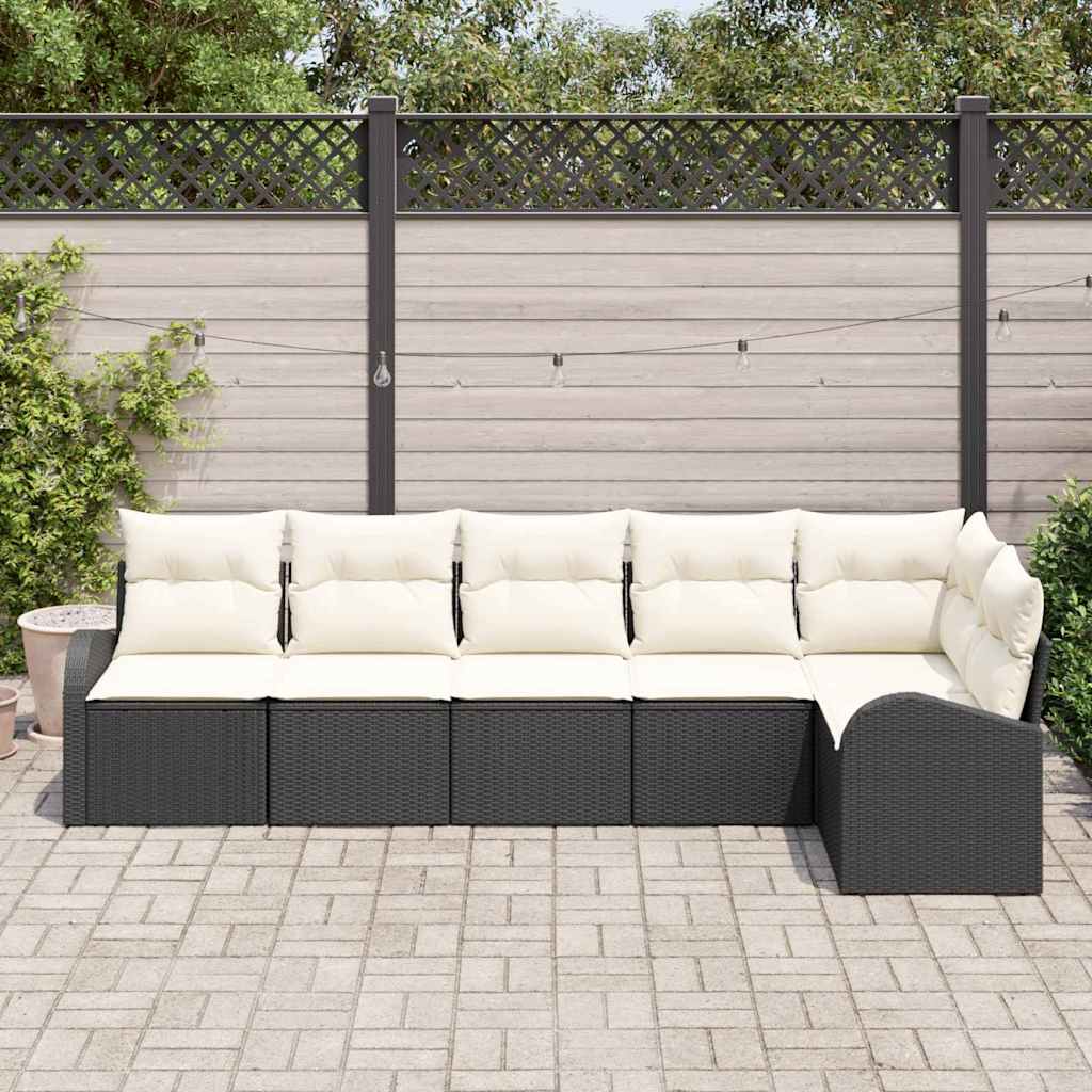 Havesofa Sæt 6 stk. Sort og Hvid polyrattan