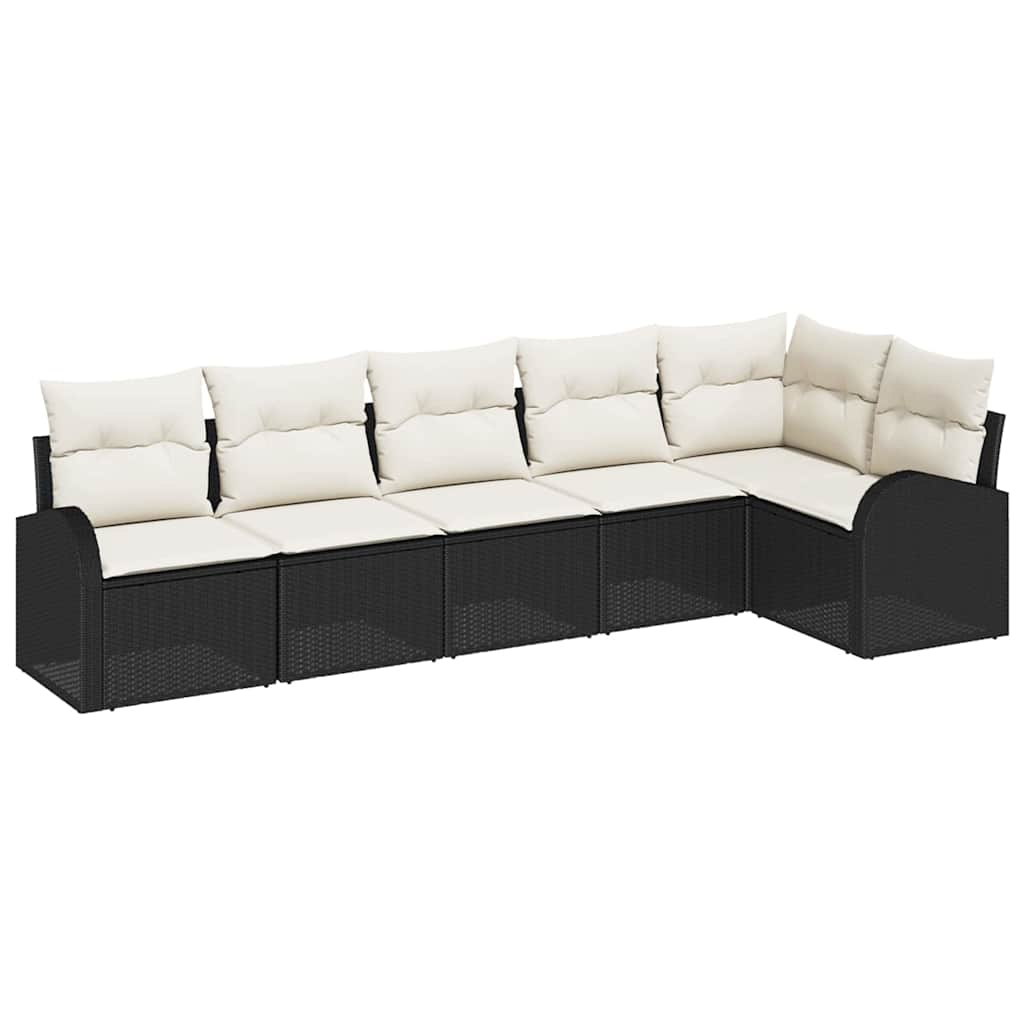 Havesofa Sæt 6 stk. Sort og Hvid polyrattan