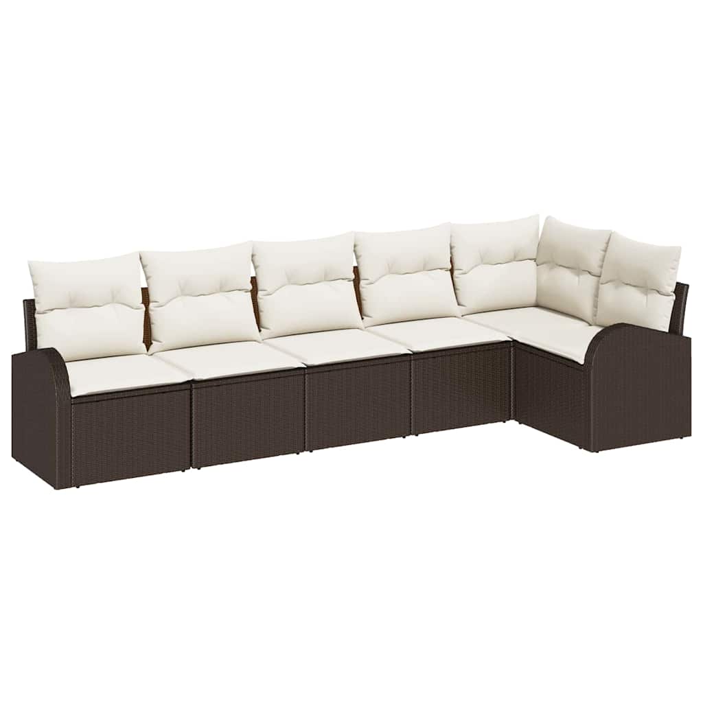 Havesofa Sæt 6 stk. Brun og hvid polyrattan