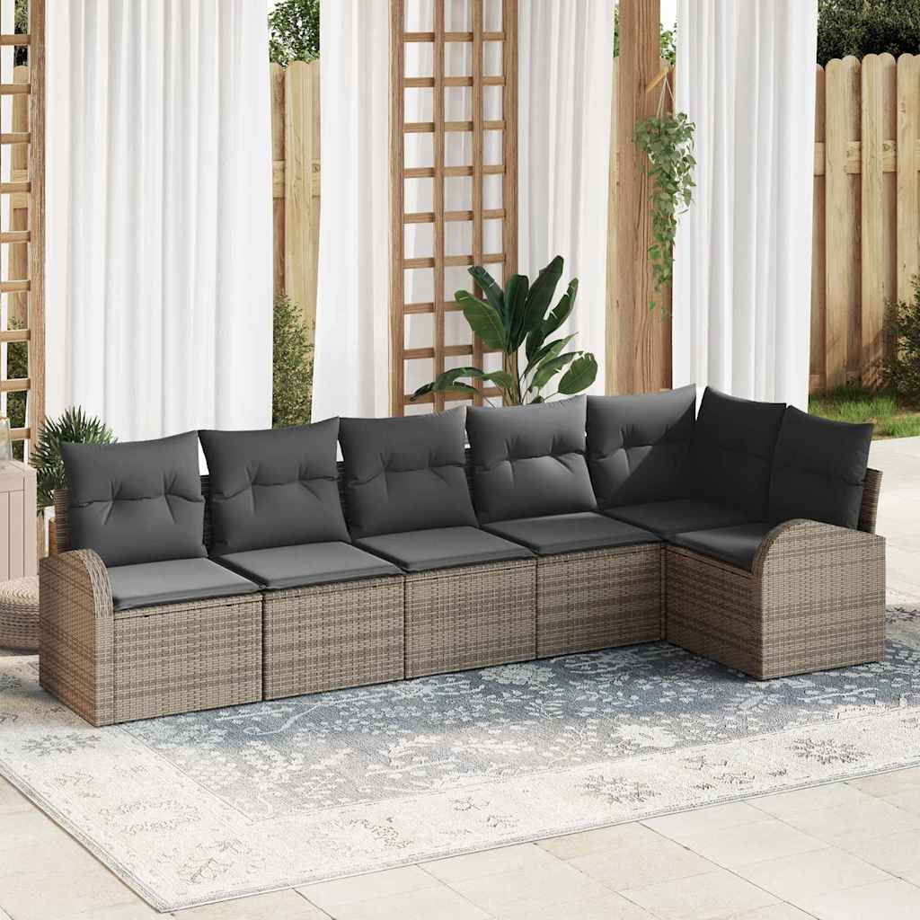Havesofa Sæt 6 stk. Grå polyrattan