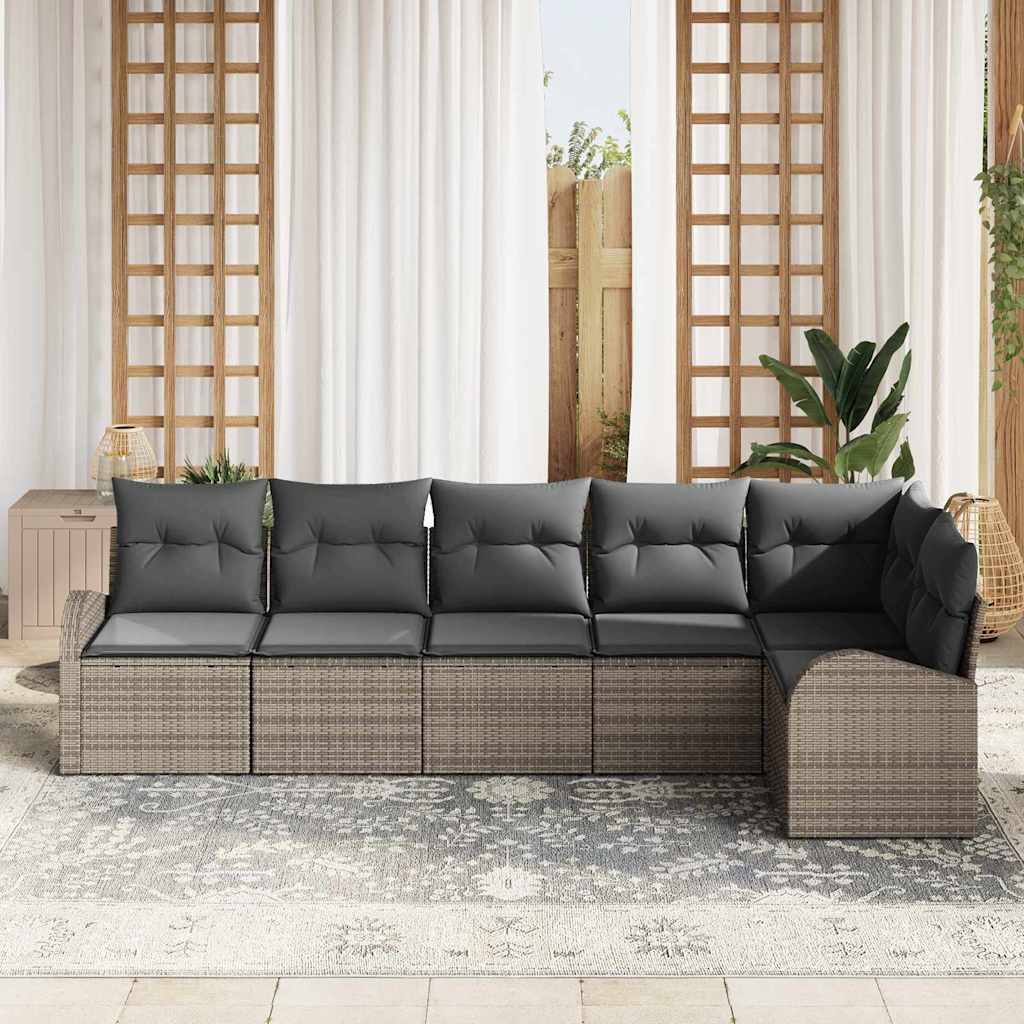Havesofa Sæt 6 stk. Grå polyrattan