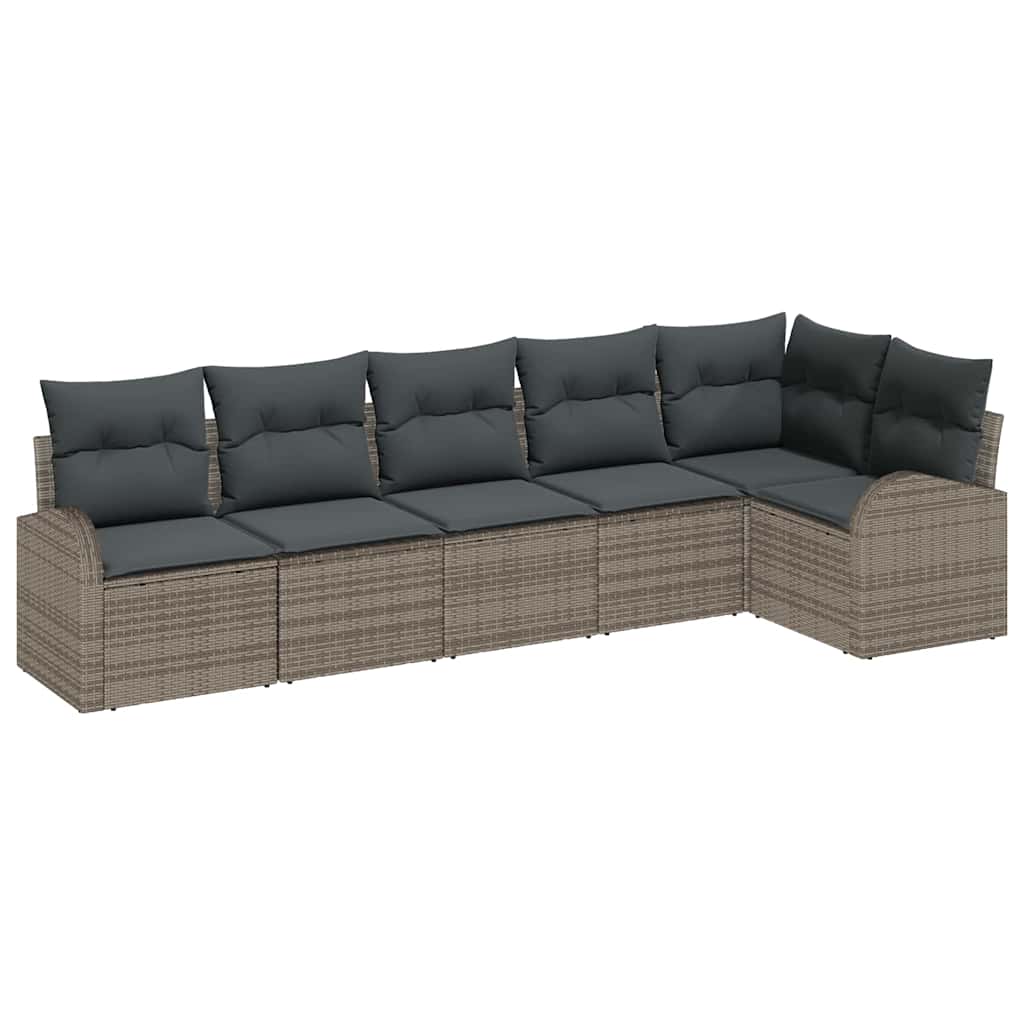 Havesofa Sæt 6 stk. Grå polyrattan