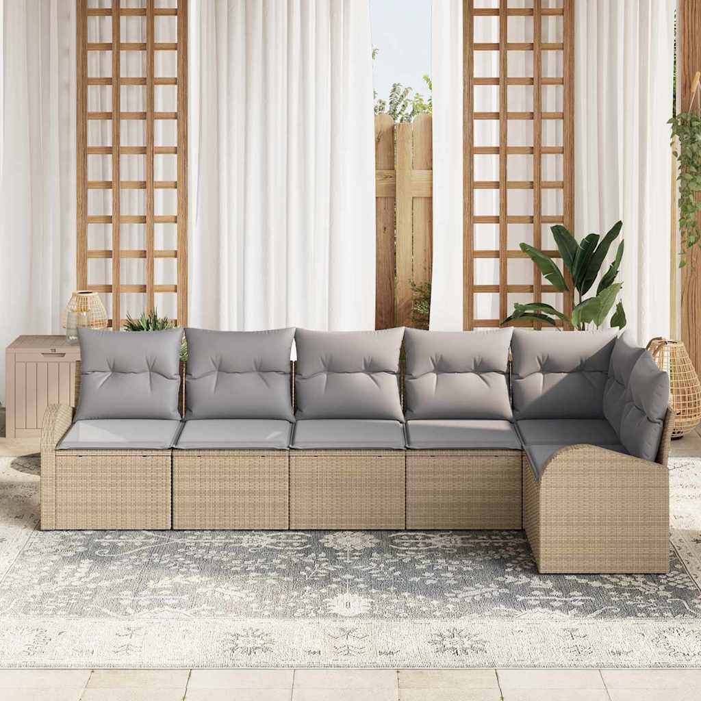Havesofa Sæt 6 stk. Beige og lys grå polyrattan