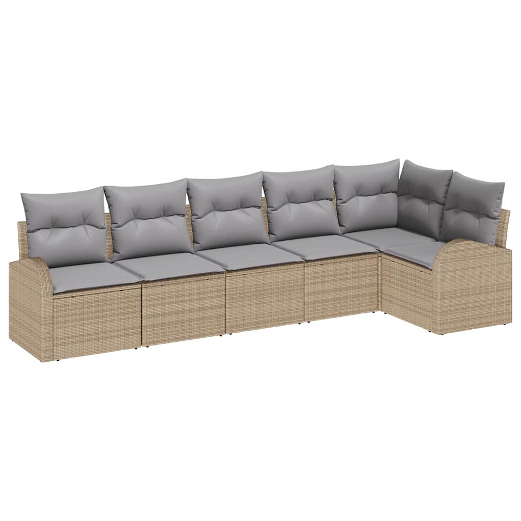 Havesofa Sæt 6 stk. Beige og lys grå polyrattan