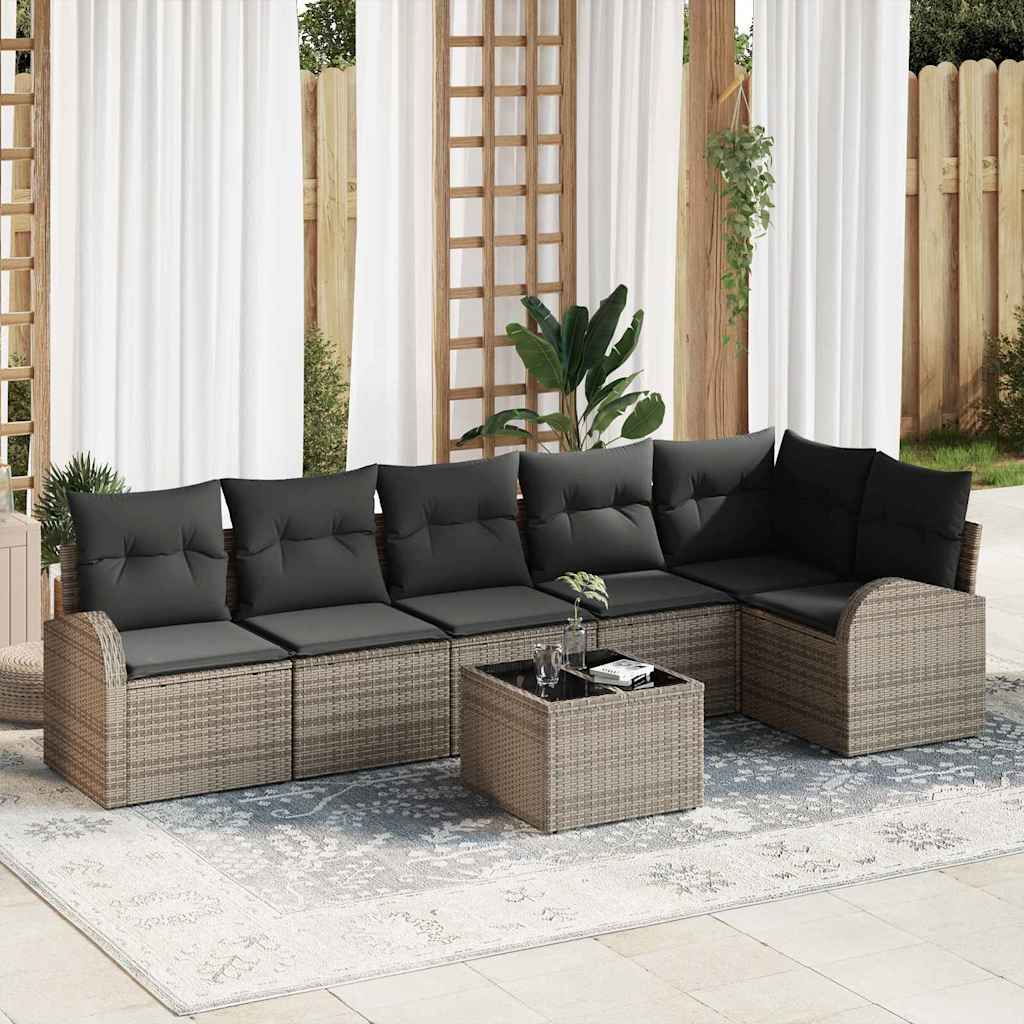 Havesofa Sæt 7 stk. Grå polyrattan