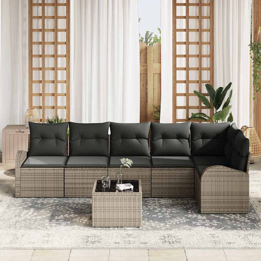 Havesofa Sæt 7 stk. Grå polyrattan