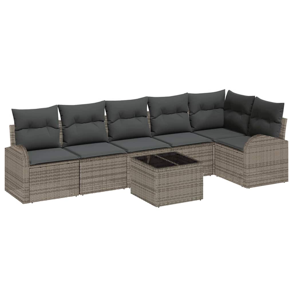 Havesofa Sæt 7 stk. Grå polyrattan